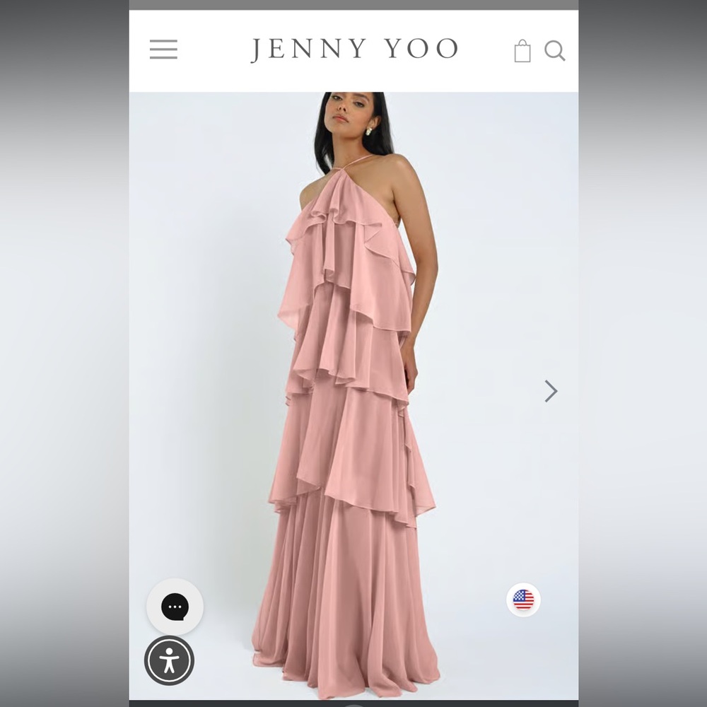Jenny Yoo Farley Ruffled Gown in Blush Pink